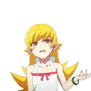 😒 Shinobu Oshino Monogatari anime, character, Shinobu Oshino, Monogatari, girl, confused telegram sticker
