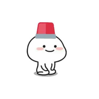 ❤ cartoon, cute, white blob, red hat, animated, kawaii whatsapp sticker