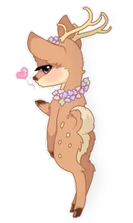 😘 Hirsch, süß, Tier, Cartoon, Illustration, Aufkleber, Fantasy telegram sticker