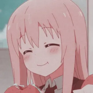 😀 Anime, Ragazza, Carina, Mangiare, Kawaii, Capelli rosa, Cartone animato, Manga telegram sticker
