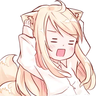 🙀 Anime, Renard, Chibi, Mignon, Oreilles d'animaux, Kawaii, Manga whatsapp sticker