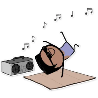 📻 muziek, dansen, cartoon, personage, chill, ontspanning telegram sticker