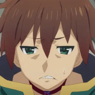 ⚔️ Kazuma Konosuba 动漫, 为美好的世界献上祝福, 和真, 尴尬, 流汗, 动漫男孩 telegram sticker