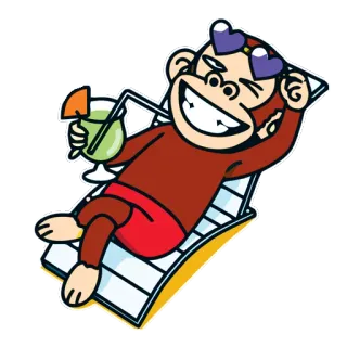 😎 猴子, 鸡尾酒, 海滩, 太阳镜, 放松 telegram sticker