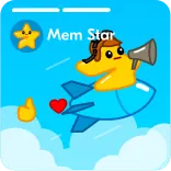 📢 Mem Star 별, 로켓, 만화, 귀여운, 하늘, 구름 telegram sticker