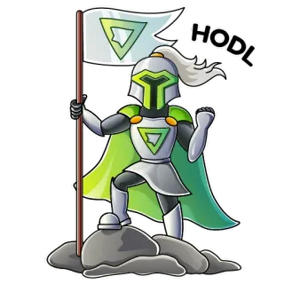 😤 HODL HODL, cripto, cavaleiro, bandeira, finanças, investimento whatsapp sticker