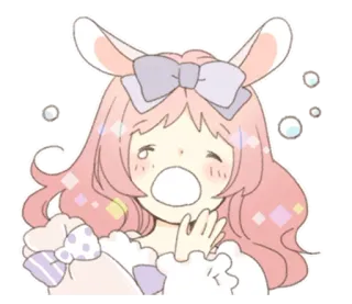 🐰 Anime, Kawaii, Cartoni animati, Orecchie da coniglio, Carino, Ragazza telegram sticker