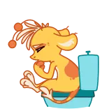 🤔 Cartoon, Traurig, Toilette, Sitzend, Tier, Kawaii, Orange whatsapp sticker