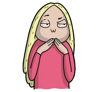 😈 cartoon, woman, sticker, blonde, blond hair, woman, character, smug telegram sticker
