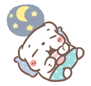 😴 dormir, mignon, lune, étoiles, animal dessin animé telegram sticker