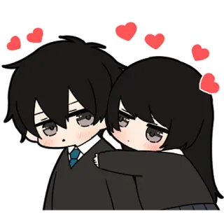 ❤️ couple, love, anime, hearts, cute telegram sticker