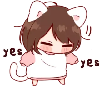🆗 yes yes แมว, หู, น่ารัก, อนิเมะ, คาวาอิ, ผู้หญิง telegram sticker