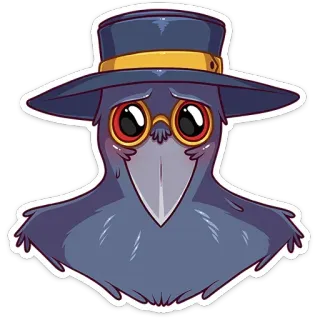 🥺 medico della peste, uccello, maschera, cappello, carino, cartone animato, epidemia, storia telegram sticker