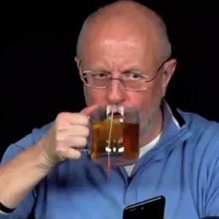 ☕️ tea, drinking, man, glasses, phone telegram sticker