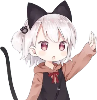 🙂 Anime, Katzenmädchen, Süß, Chibi, Kawaii, Manga, Cartoon telegram sticker