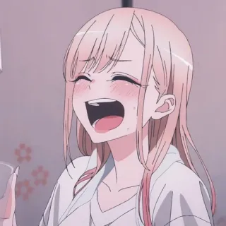 🤣 anime, girl, laughing, joyful, pink hair telegram sticker