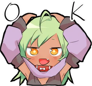 👌 OK ok, anime, reacción, acuerdo, aprobación, dibujos animados telegram sticker