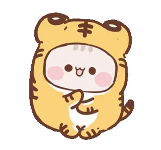 🖤 imut, kucing, harimau, binatang, kawaii, kartun telegram sticker