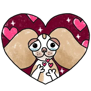 ❤️ hond, hart, liefde, schattig, puppy, verdrietig whatsapp sticker