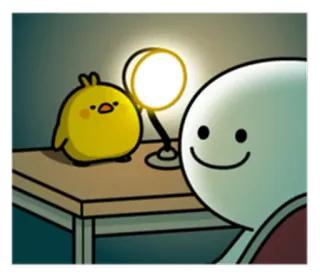 😌 Desenho animado, Personagem, Lâmpada, Mesa, Ilustração, Fofo telegram sticker