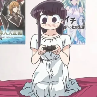 😳 Komi Shouko Komi Can't Communicate 애니메이션, 여자, 게임, 드레스, 앉아있는 telegram sticker