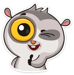 😉 animal, mammifère, dessin animé, personnage, mignon, joyeux, pouce levé whatsapp sticker