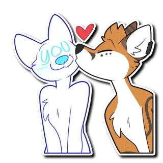 💋 you furry, love, kiss, animals, cartoon, affection, sweet, couples telegram sticker