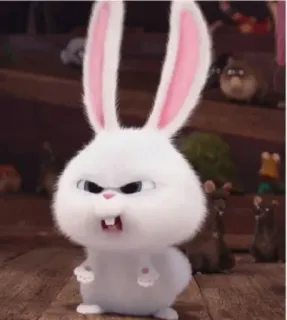 🤨 Snowball The Secret Life of Pets coelho, coelhinho, branco, fofo, personagem de desenho animado, animado, animal de estimação whatsapp sticker
