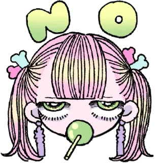 👎 NO Mädchen, Nein, Lutscher, süß, Cartoon, Pastell, Illustration telegram sticker