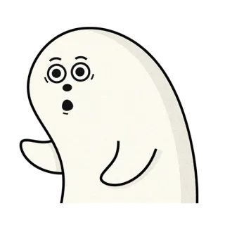 😮 fantasma, cartone animato, spaventoso, personaggio, bianco, carino whatsapp sticker