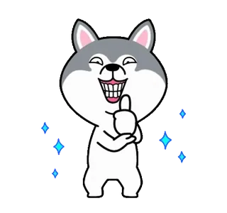 👍 cartoon, animal, dog, character, thumbs up, sparkles whatsapp sticker