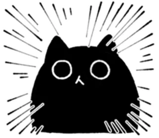 😳 кот, черный кот, в шоке, испуганный, мультик, животное telegram sticker