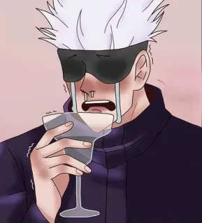 😭 Gojo Satoru Jujutsu Kaisen gojo satoru, animé, jujutsu kaisen, pleurs, bandeau, fanart telegram sticker