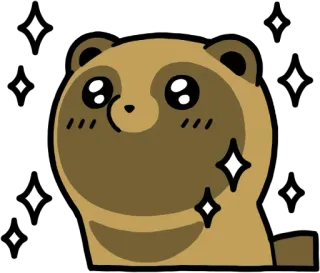 😳 タヌキ, 動物, かわいい, キラキラ, カワイイ, 日本の民話 telegram sticker