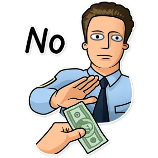 ✋ No お金, 贈賄, 汚職, 拒否, 拒絶, ビジネス telegram sticker