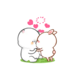 😘 słodkie, kreskówka, miłość, serca, zwierzęta whatsapp sticker
