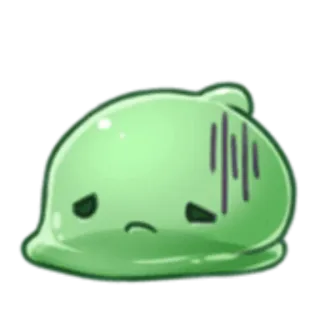 😓 слайм, грустный, мультфильм, зеленый, милый, каваий, капля telegram sticker