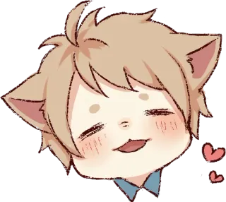 😚 кот, аниме, милый, счастливый, каваи, мультфильм telegram sticker