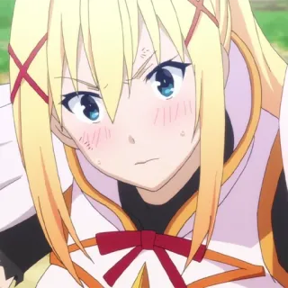 🛡 Darkness KonoSuba アニメ, キャラクター, 女性, 金髪, 心配 telegram sticker