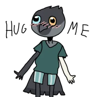 👐 HUG ME abbraccio, uccello, cartone animato, carino, adesivo telegram sticker
