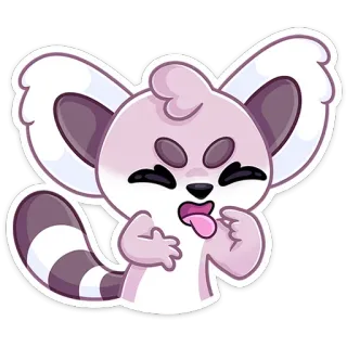 😝 스티커, 만화, 동물, 여우원숭이, 귀여운, 재미있는, 장난기 있는 telegram sticker
