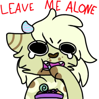 😢 LEAVE ME ALONE gatto, triste, piangere, lacrime, cartone animato whatsapp sticker