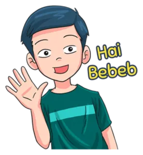 🖐 Hai Bebeb chào, vẫy tay, hoạt hình, bé trai, hai, bebe whatsapp sticker