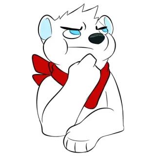 😖 Eisbär, Cartoon, Tier, Denken, Ausdruck, Süß whatsapp sticker