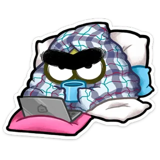 ⭐ nhân vật, mền, laptop, gối, hoạt hình, cốc, mắt telegram sticker