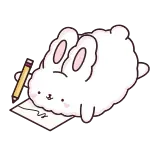 ✍️ dễ thương, thỏ, thỏ, viết, bút chì, kawaii, hoạt hình telegram sticker