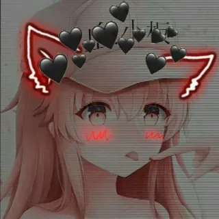 🖤 催眠洗脑小妹 Anime, Kawaii, Fille, Coeurs, Oreilles de chat telegram sticker