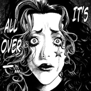 😥 ALL OVER IT'S Manga, Menangis, Sedih, Tertekan, Wajah telegram sticker