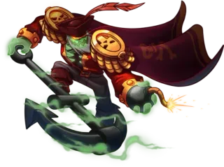👜 pirata, non morto, zombie, ancora, scheletro, capitano, bomba telegram sticker