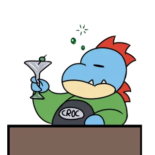 😑 CROC Krokodil, Trinken, Cartoon, Cocktail, Süß, Party, Alkohol telegram sticker